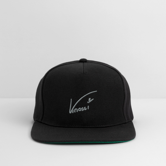 Grau Gestickter Snapback Cap - Schwarz/Schwarz